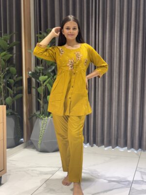 yellow cotton thread work