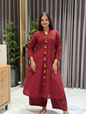 marron handloom cotton