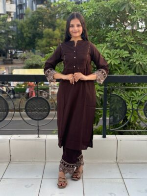 dark brown thread work