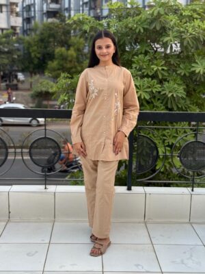 creme khadi cotton co ord set