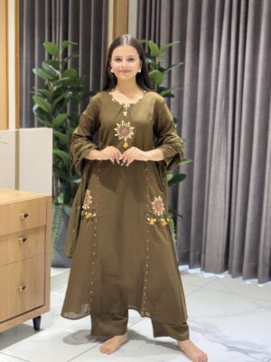 olive brown mirror work