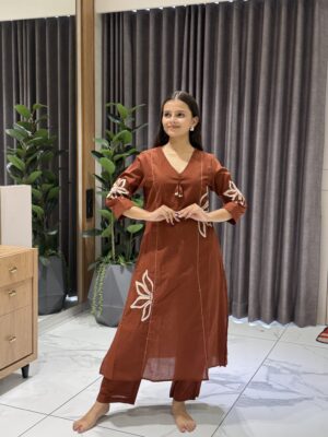 Rust-colored cotton kurta