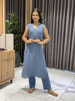 seyran azure blue mirror & kodi jute cotton